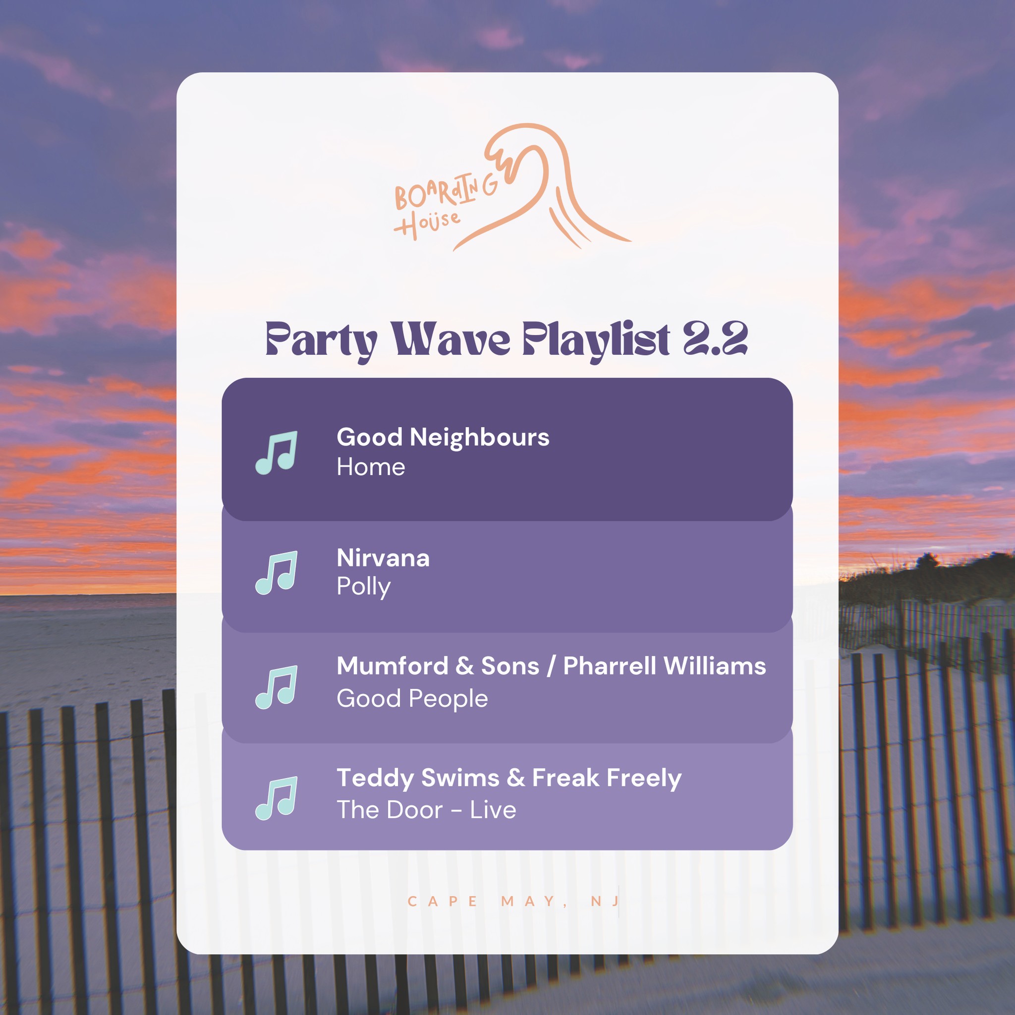 4245569499063339747561295354084124141522324n | Boarding House Each week the Boarding House team curates a playlist for our friends to enjoy at the beach biking around town or when theyre back home missing the beach Take a ride on our Party Wave Spotify playlist Take a listen on Spotify head to the link in bio Good vibes only